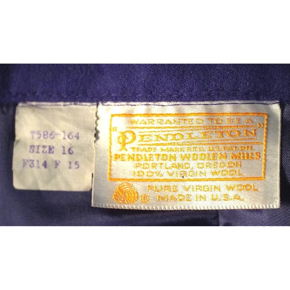 Dark Academia‎ Pendleton Pleated Skirt Women 16 Purple Wool Lined Midi Pockets
